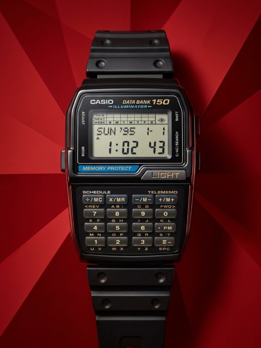 Vintage Casio Data Bank 150 Calculator Watch / Speidel Band